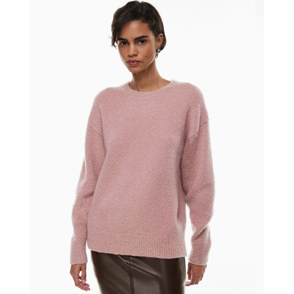 Wilfred Aritzia Harlow Extra Fine Merino Wool Boucle Crew Neck Sweater Pink XS